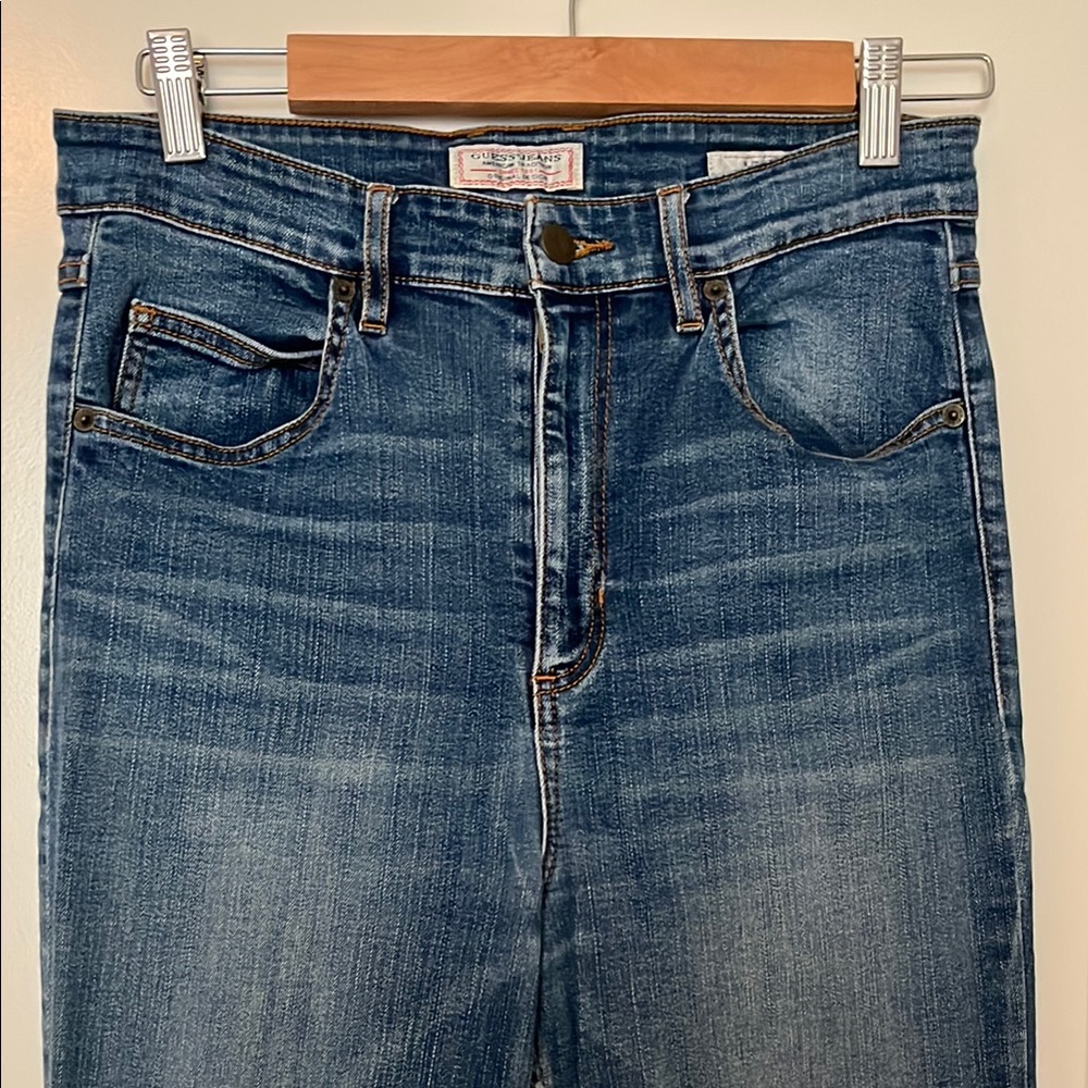 Guess High Rise Blue Jeans with Tapered Zippered Leg - Picture 5 of 16